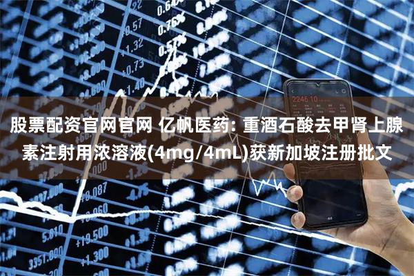 股票配资官网官网 亿帆医药: 重酒石酸去甲肾上腺素注射用浓溶液(4mg/4mL)获新加坡注册批文