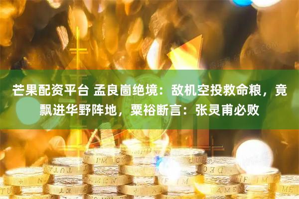 芒果配资平台 孟良崮绝境:敌机空投救命粮,竟飘进华野阵地,粟裕断言:张灵甫必败